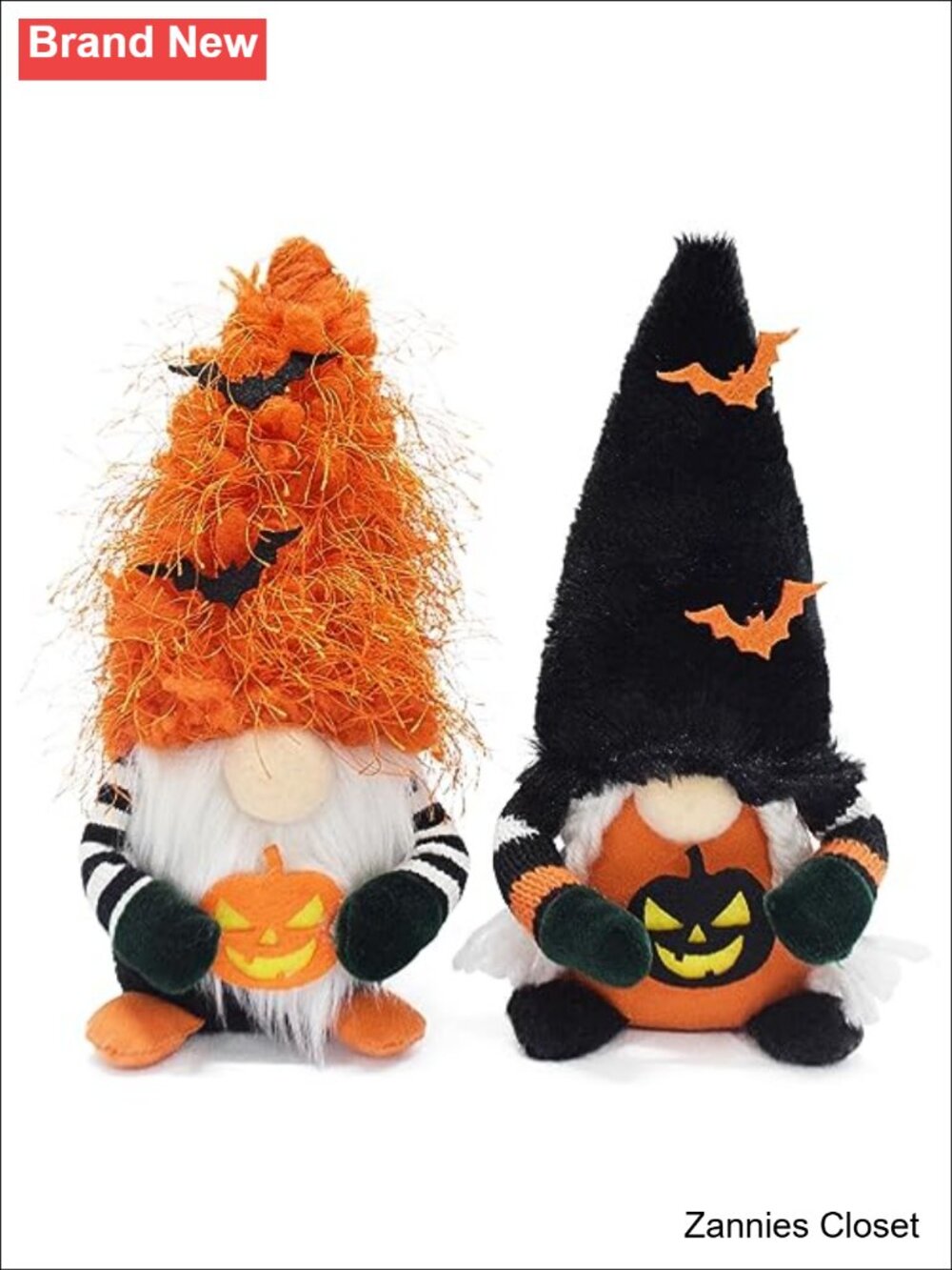 👻 Attiigny Halloween Gnome Decorations 2 PCS Handmade Pumpkin Bat Ornaments